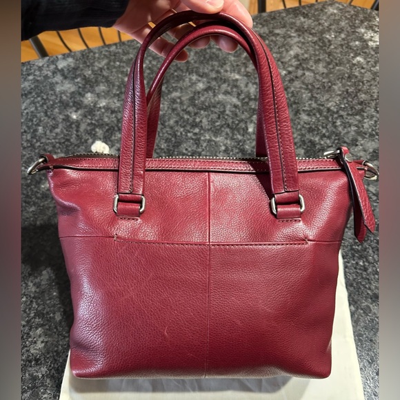 Fossil Deep Burgundy Leather Satchel Handbag - Picture 3 of 7